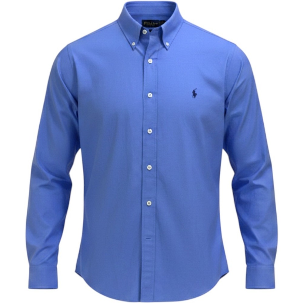 Ralph Lauren Mens XXL Blue Stretch Cotton Button Down Long Sleeve Pony Shirt